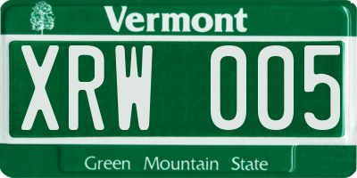 VT license plate XRW005