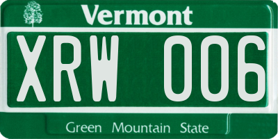VT license plate XRW006