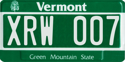 VT license plate XRW007