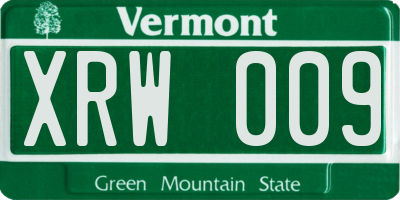 VT license plate XRW009