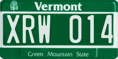 VT license plate XRW014