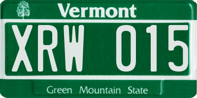 VT license plate XRW015
