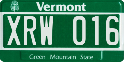 VT license plate XRW016