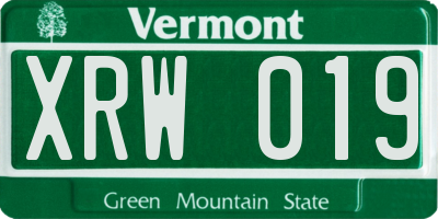 VT license plate XRW019