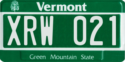 VT license plate XRW021