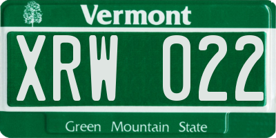 VT license plate XRW022
