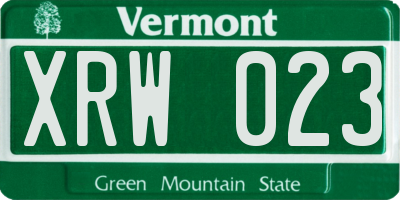 VT license plate XRW023