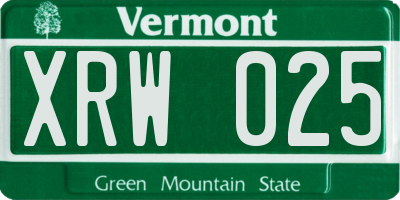 VT license plate XRW025