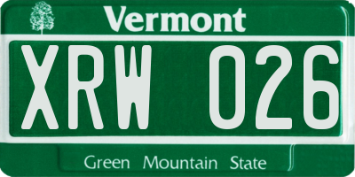 VT license plate XRW026