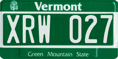 VT license plate XRW027