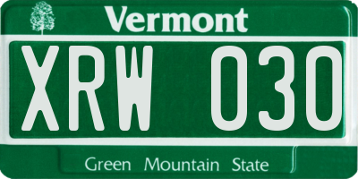 VT license plate XRW030