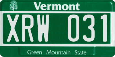 VT license plate XRW031