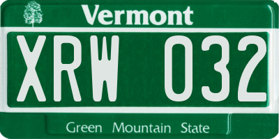 VT license plate XRW032