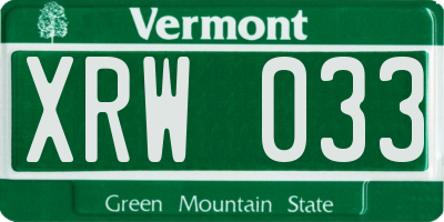 VT license plate XRW033
