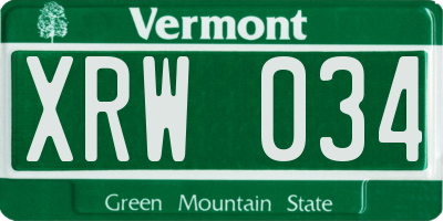 VT license plate XRW034