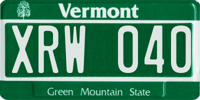 VT license plate XRW040