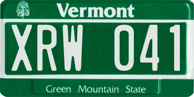 VT license plate XRW041