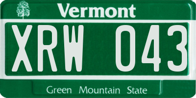 VT license plate XRW043