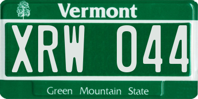 VT license plate XRW044
