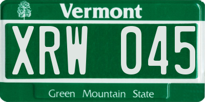 VT license plate XRW045