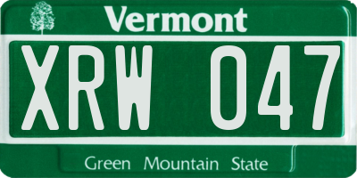 VT license plate XRW047