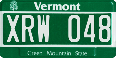 VT license plate XRW048