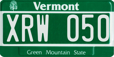 VT license plate XRW050