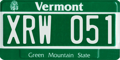 VT license plate XRW051