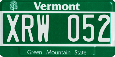 VT license plate XRW052