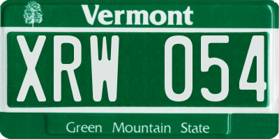 VT license plate XRW054