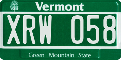 VT license plate XRW058