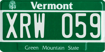 VT license plate XRW059