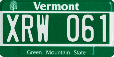 VT license plate XRW061