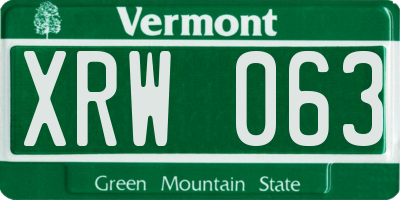 VT license plate XRW063