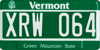 VT license plate XRW064