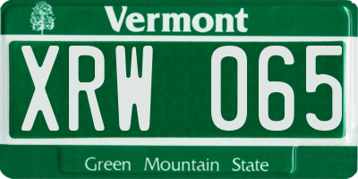 VT license plate XRW065