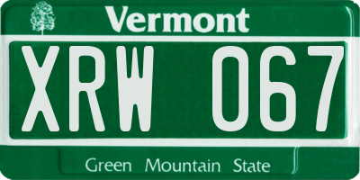 VT license plate XRW067