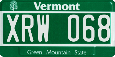 VT license plate XRW068