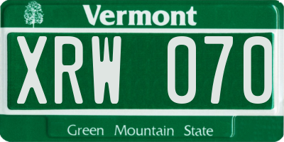 VT license plate XRW070