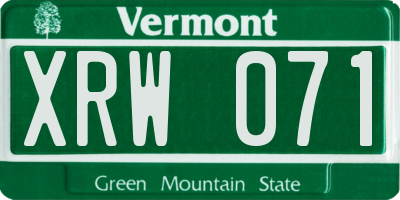 VT license plate XRW071