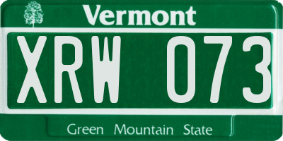 VT license plate XRW073