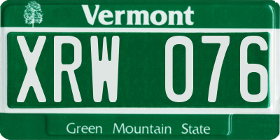 VT license plate XRW076