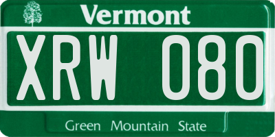 VT license plate XRW080