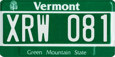 VT license plate XRW081