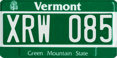 VT license plate XRW085