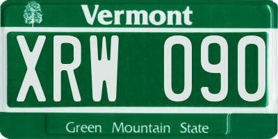 VT license plate XRW090