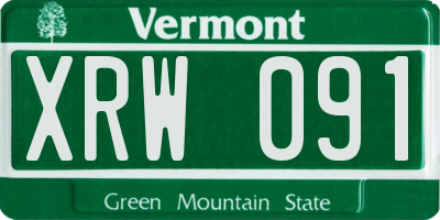 VT license plate XRW091
