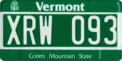 VT license plate XRW093