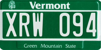 VT license plate XRW094
