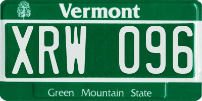 VT license plate XRW096